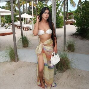 NWT Zara Tie Dye Ramie Wrap Skirt Sarong Bloggers Favorite‎ Size Medium